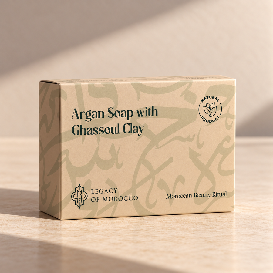 Săpun cu ulei de argan și argilă Ghassoul